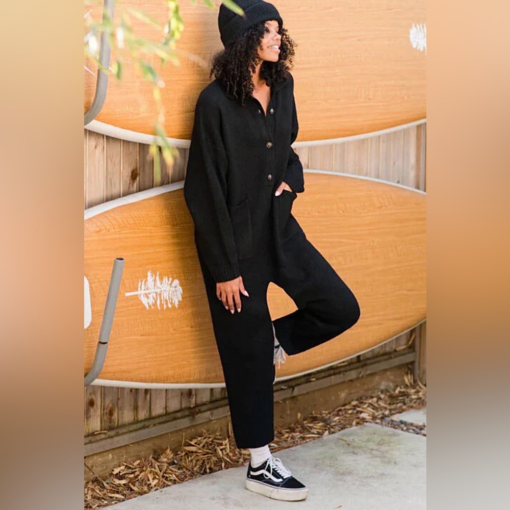 SMASH + TESS Black Women's Knit Jumpsuit M/L - Picture 3 of 5